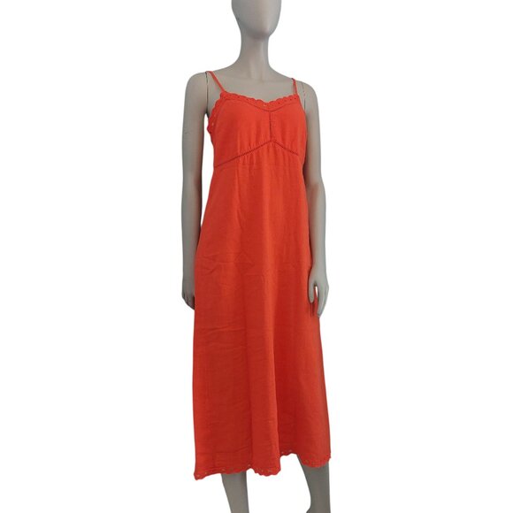 OLD NAVY Orange Dress Small Cami Top Midi Length Crochet Trim A Line Fall Season - Picture 5 of 15